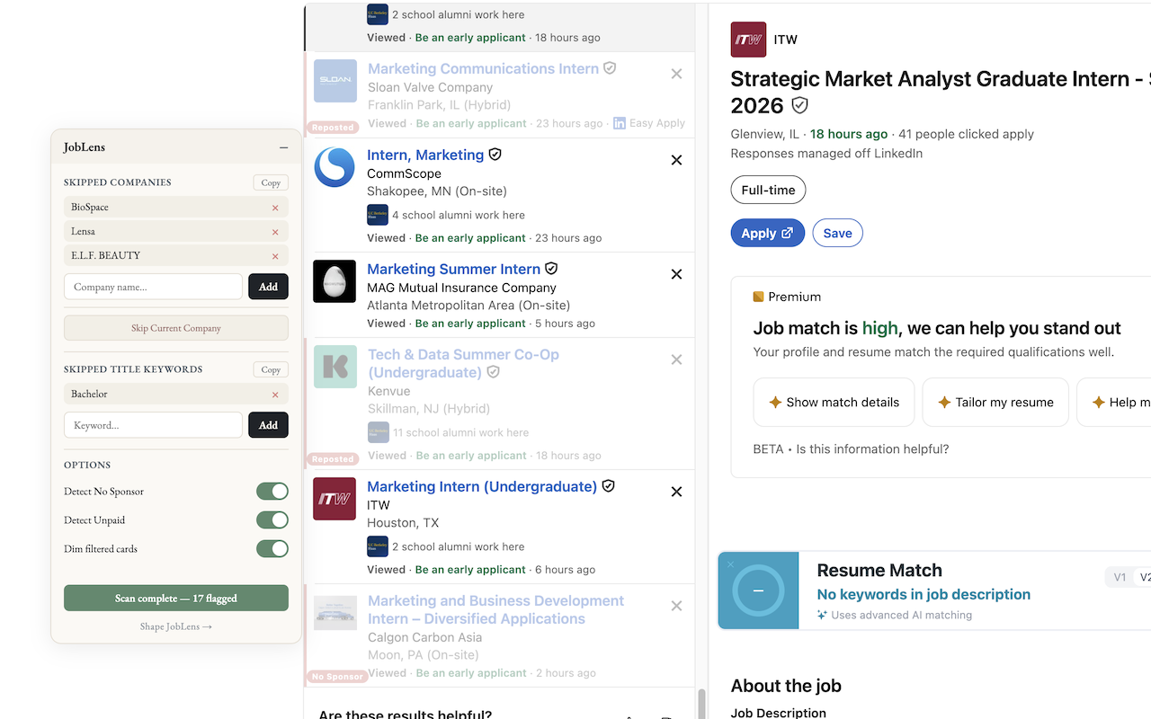 Sift dim mode fading flagged cards